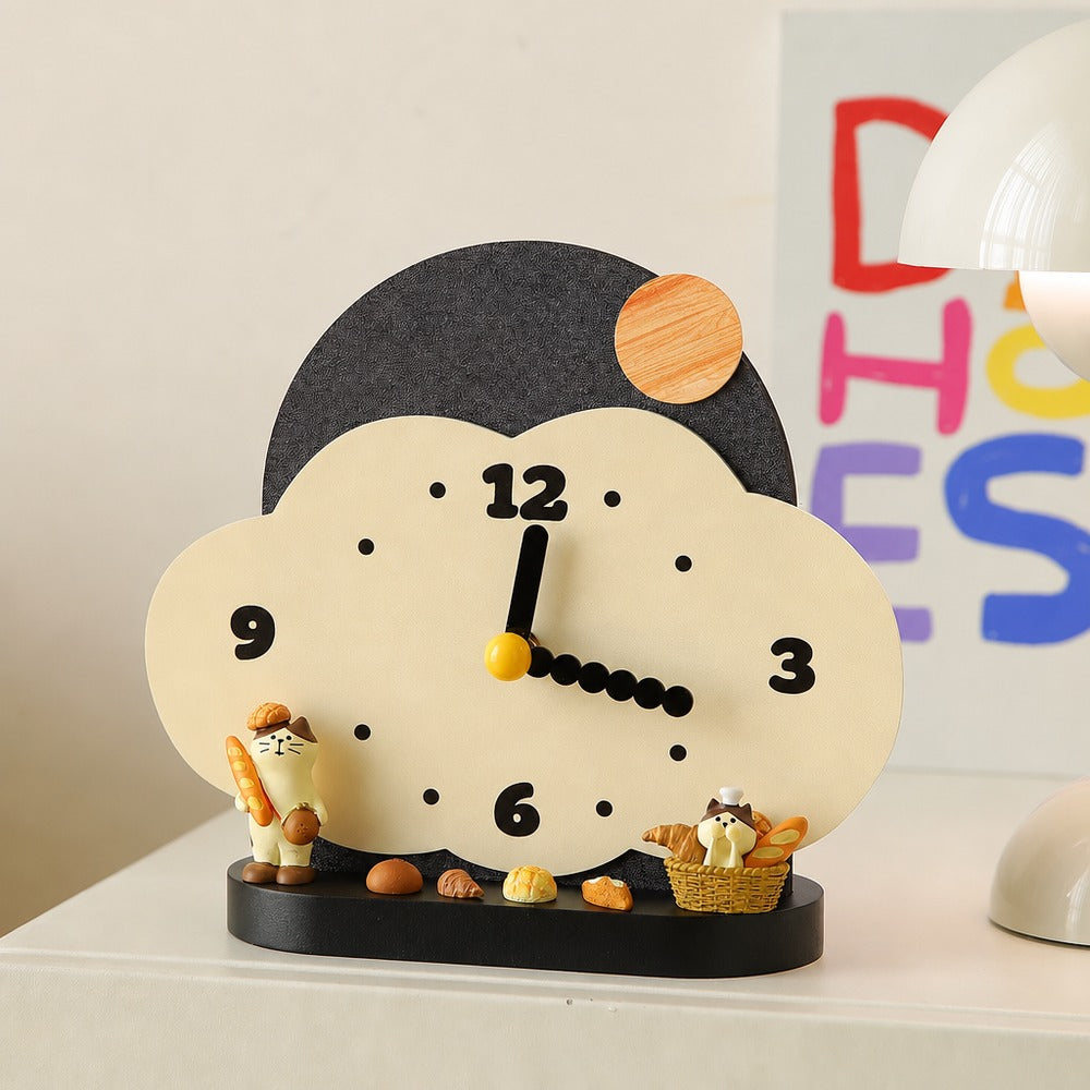 Creative mantel clock set 2 with solid wood base