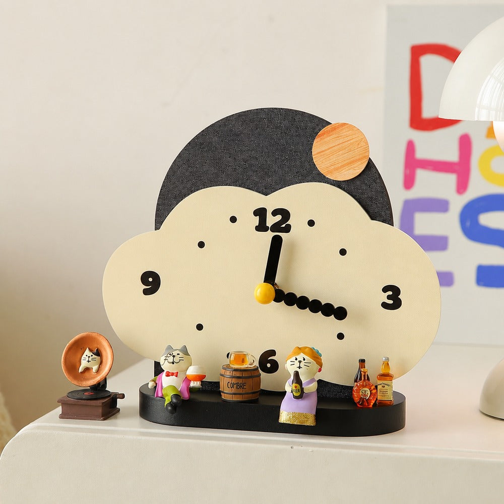 Creative mantel clock set 3 with solid wood base