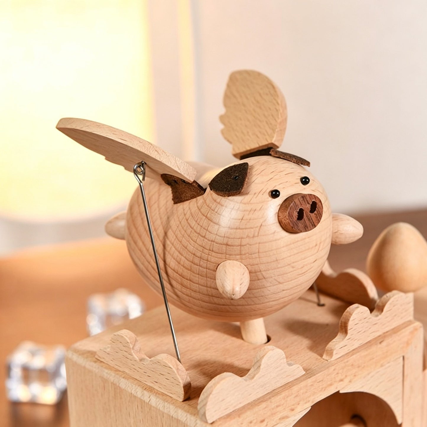 Flying Pig Music Box | Electric Beech Wood | Laputa Castle in the Sky | Birthday Gift