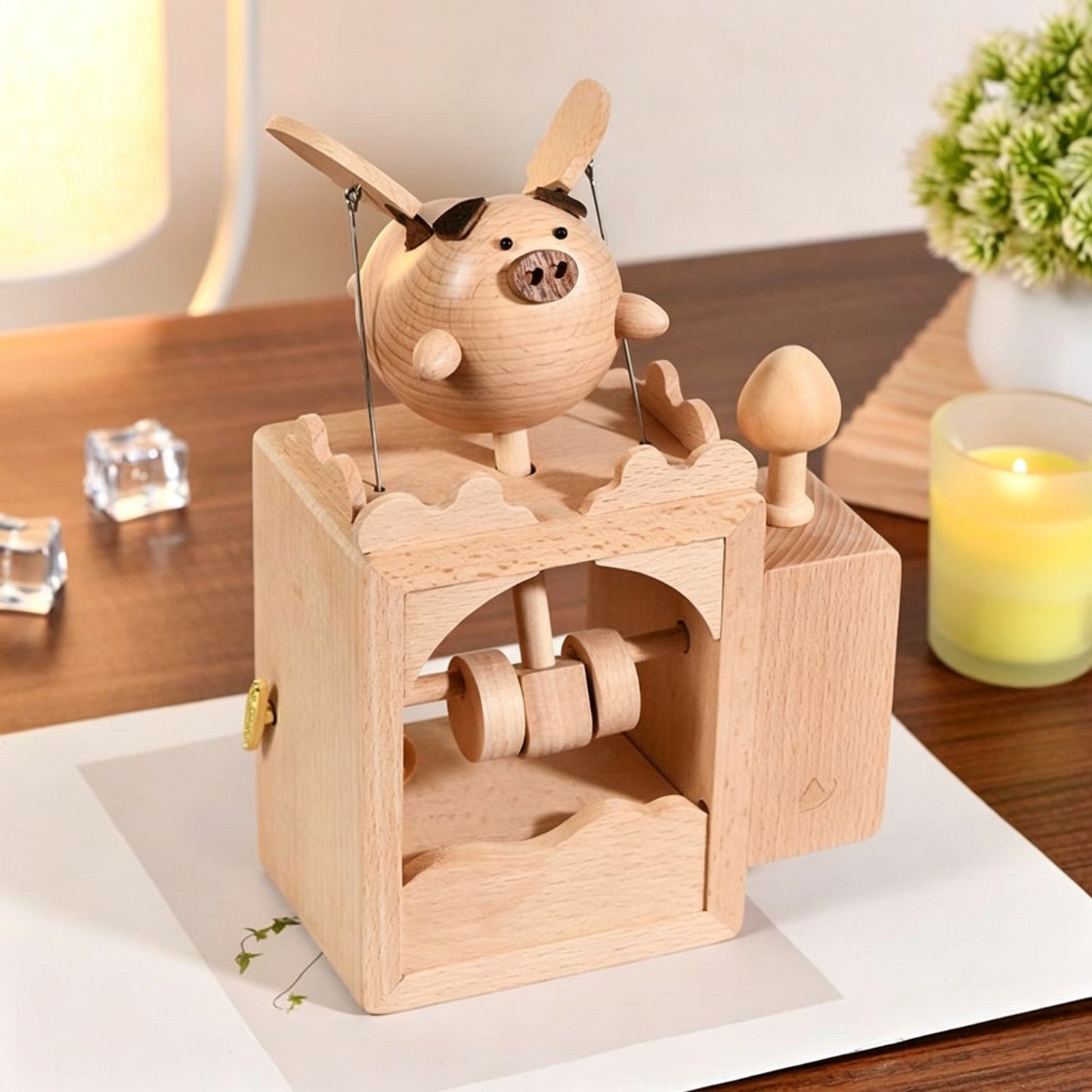 Flying Pig Music Box | Electric Beech Wood | Laputa Castle in the Sky | Birthday Gift