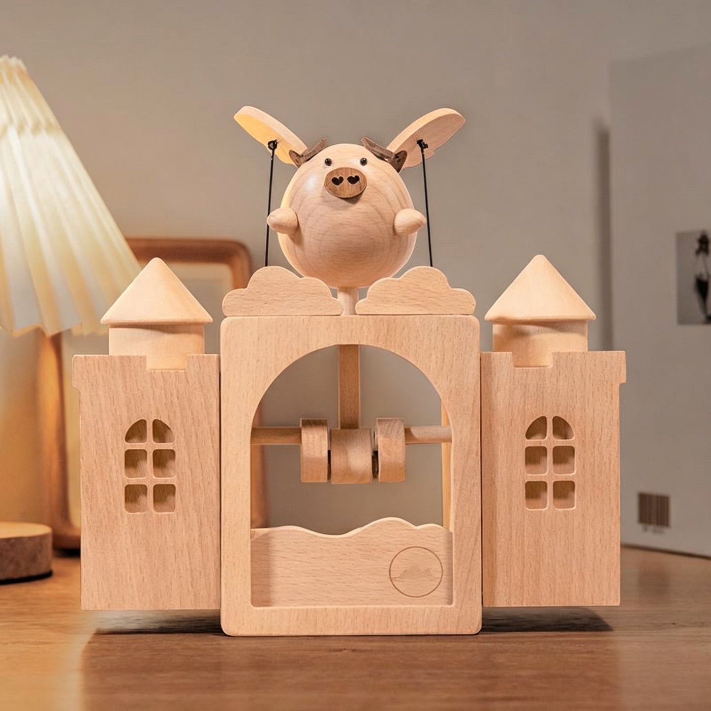 Flying Pig Music Box | Electric Beech Wood | Laputa Castle in the Sky | Birthday Gift