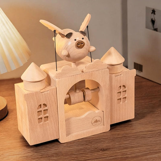 Flying Pig Music Box | Electric Beech Wood | Laputa Castle in the Sky | Birthday Gift