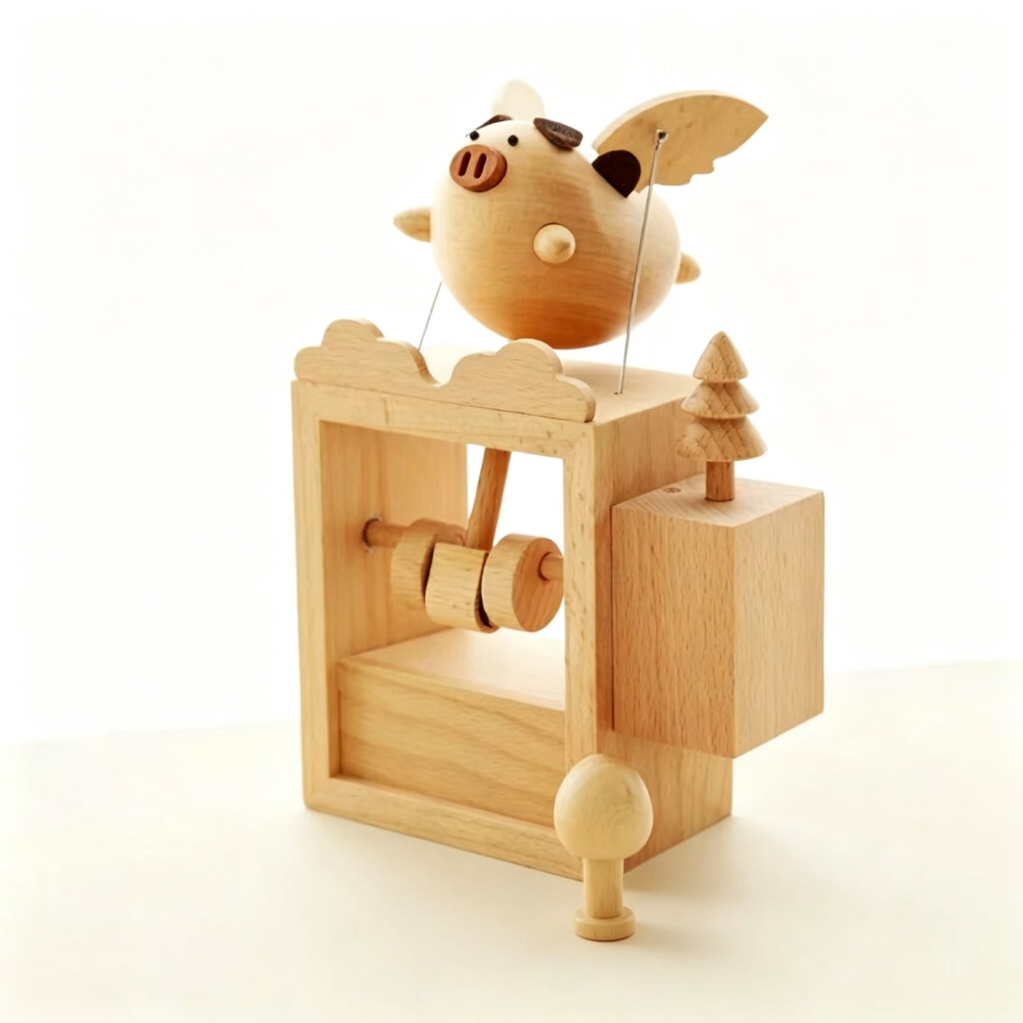 Flying Pig Music Box | Electric Beech Wood | Laputa Castle in the Sky | Birthday Gift
