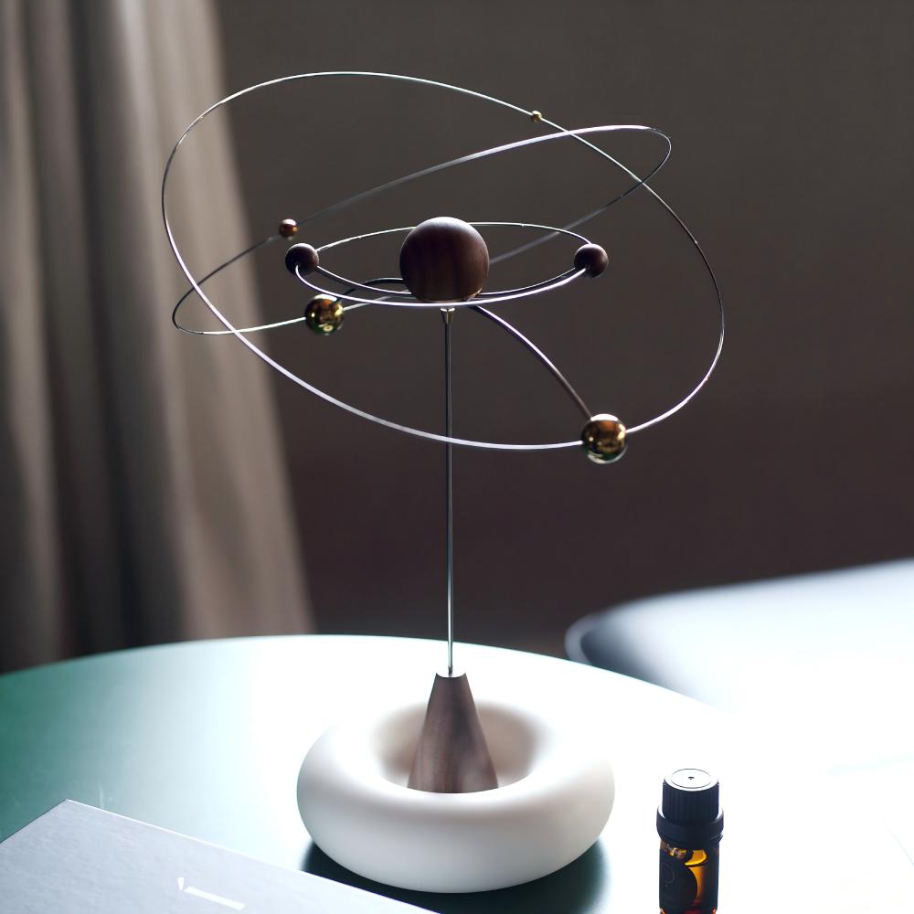 Galaxy Kinetic Balance Ornament | Orbital Desktop Sculpture | Premium Wood & Steel Gift