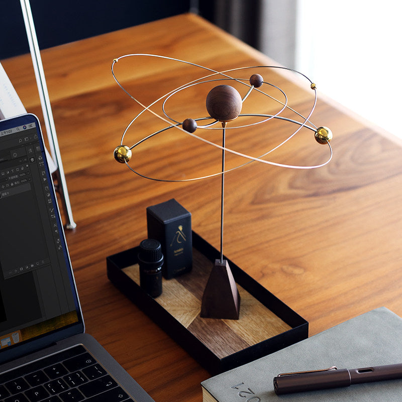 Galaxy Kinetic Balance Ornament | Orbital Desktop Sculpture | Premium Wood & Steel Gift