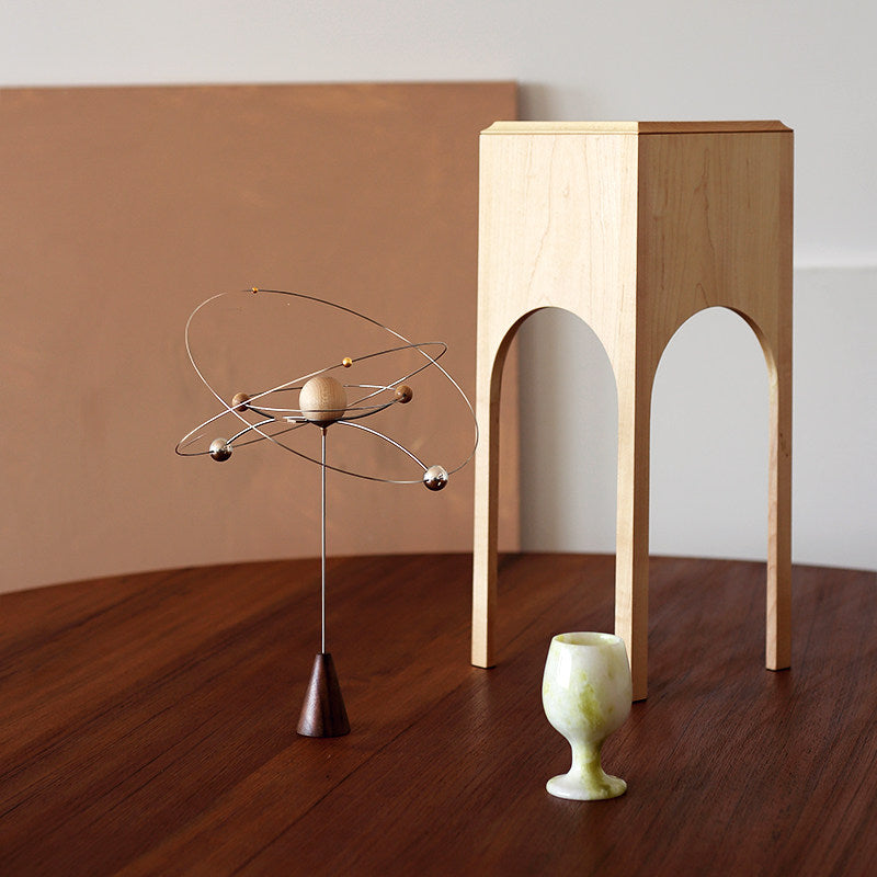 Galaxy Kinetic Balance Ornament | Orbital Desktop Sculpture | Premium Wood & Steel Gift
