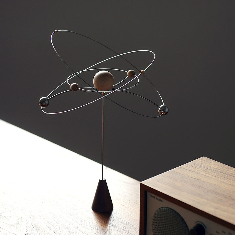 Galaxy Kinetic Balance Ornament | Orbital Desktop Sculpture | Premium Wood & Steel Gift