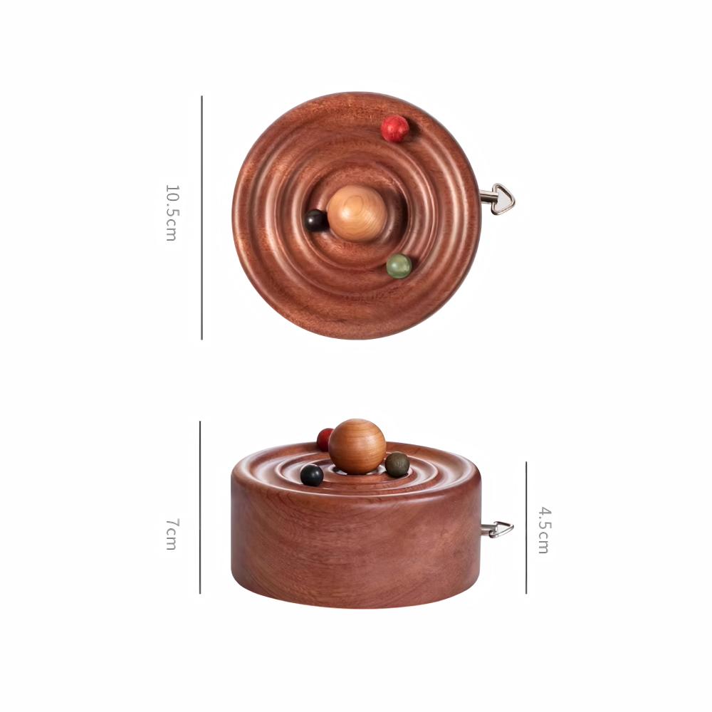 Galaxy Music Box | Orbital Motion Ornament | Hand-Crank Wooden Gift