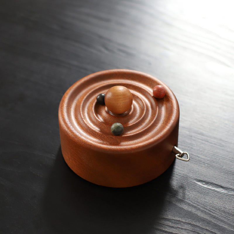 Galaxy Music Box | Orbital Motion Ornament | Hand-Crank Wooden Gift