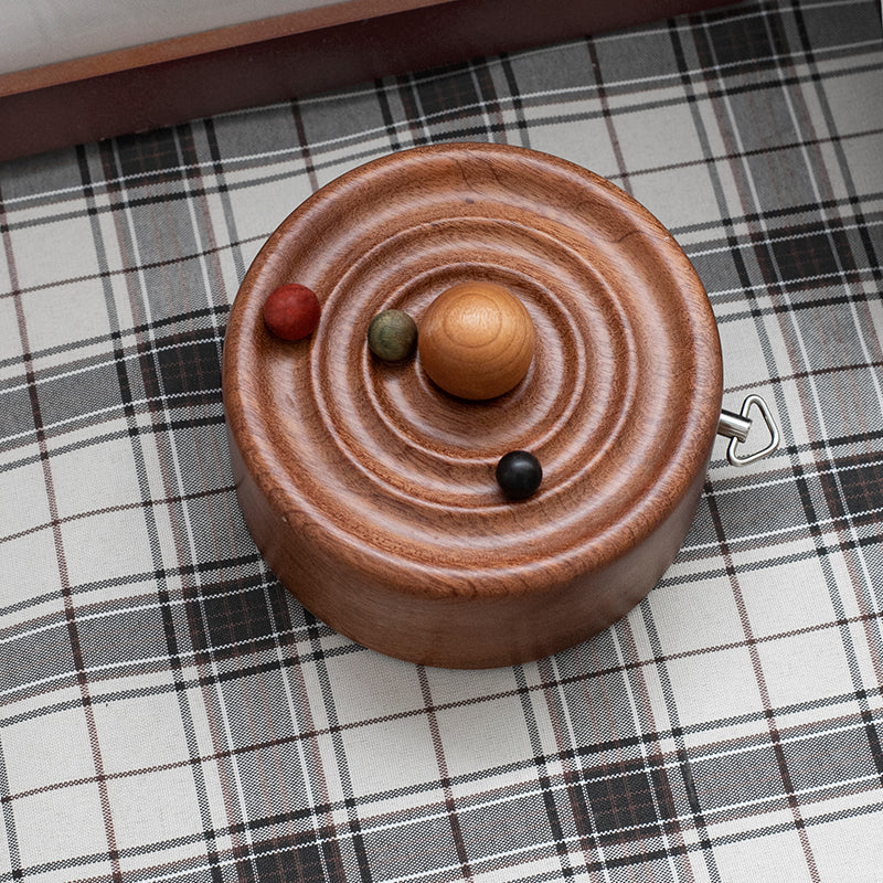 Galaxy Music Box | Orbital Motion Ornament | Hand-Crank Wooden Gift