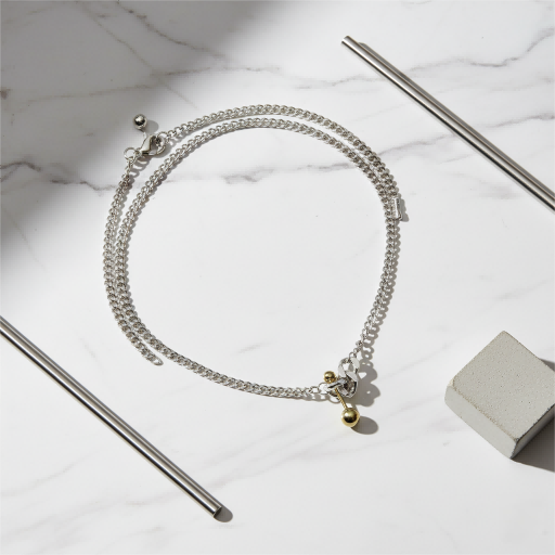 Balance Ball Chain Necklace | Silver Retro | Versatile Statement Piece | Women's Power Jewelry