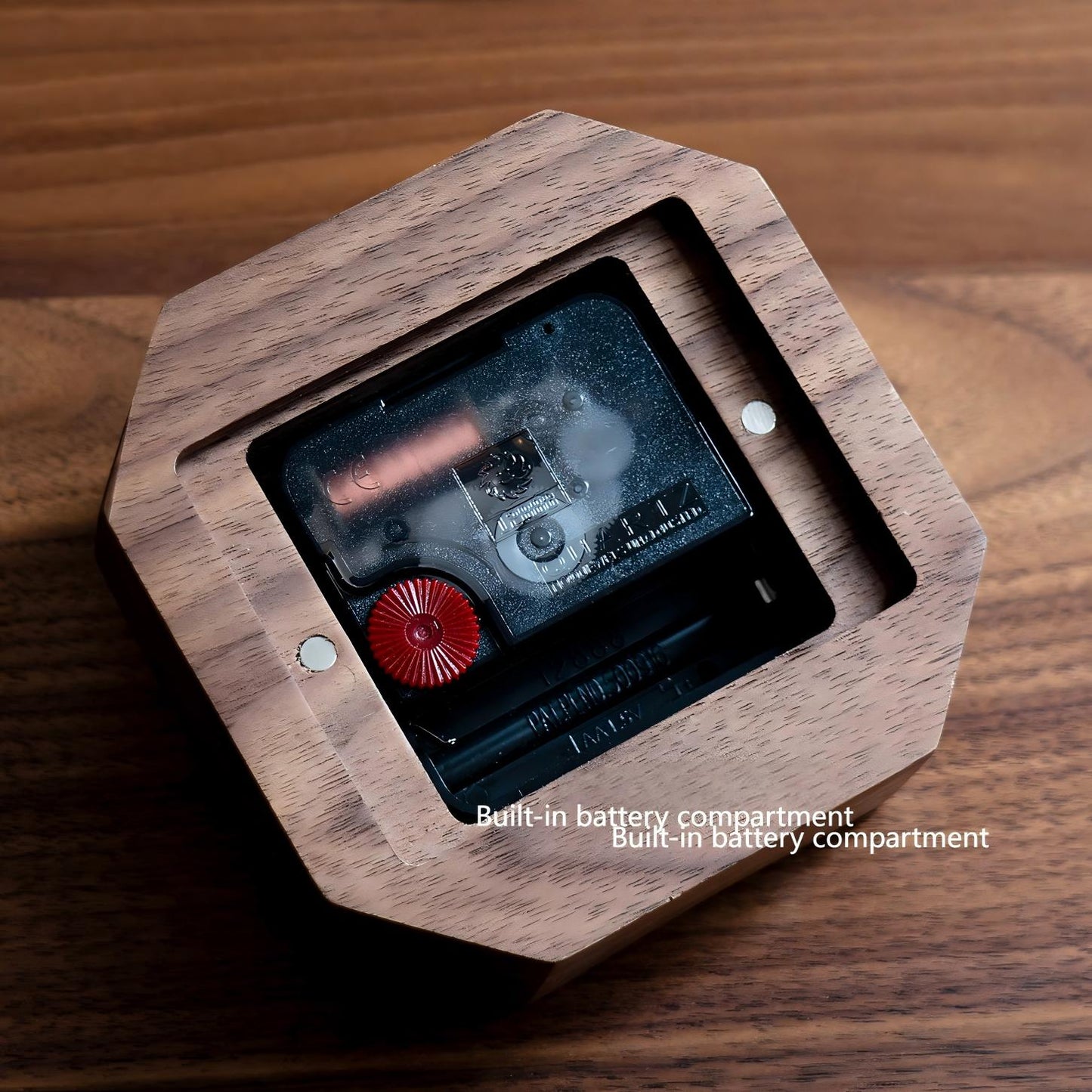 Geometric Wood Clock - Handcrafted Desktop Ornament & Timepiece