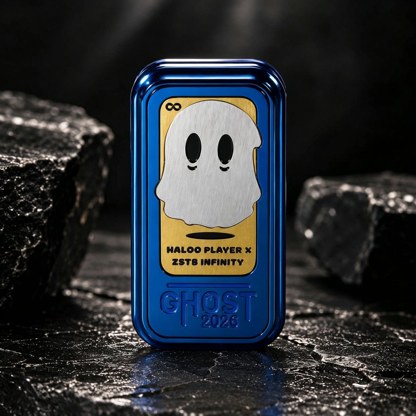 Ghost 2026 EDC Push-Card | Dual-Rail 32-Step Mechanism | 6 Materials | Ghost Relief | Engravable