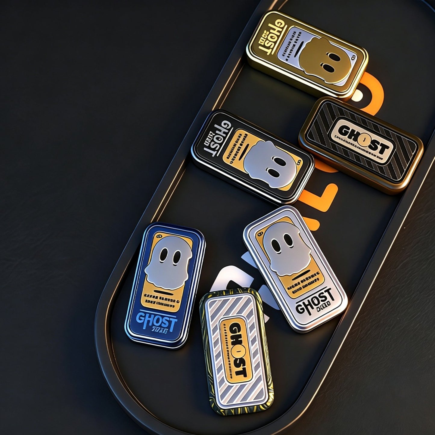 Ghost 2026 EDC Push-Card | Dual-Rail 32-Step Mechanism | 6 Materials | Ghost Relief | Engravable