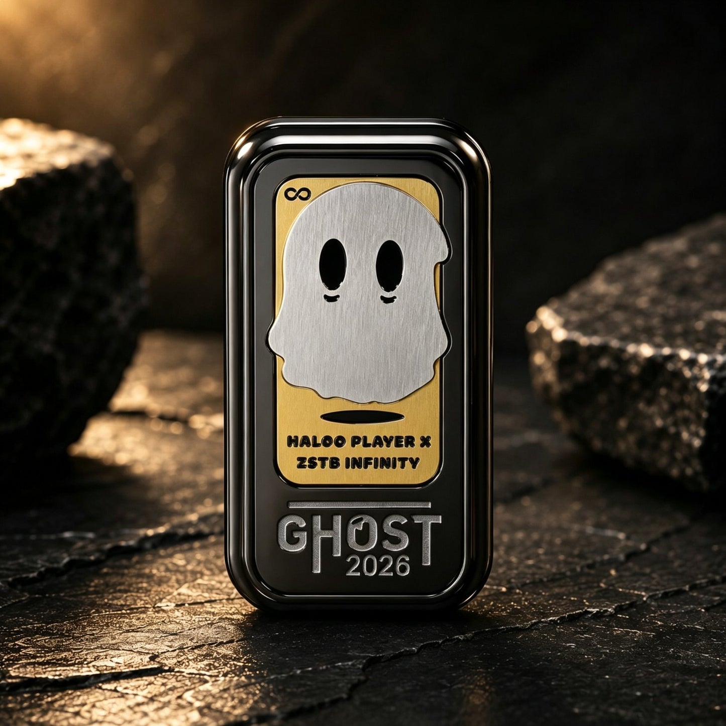 Ghost 2026 EDC Push-Card | Dual-Rail 32-Step Mechanism | 6 Materials | Ghost Relief | Engravable