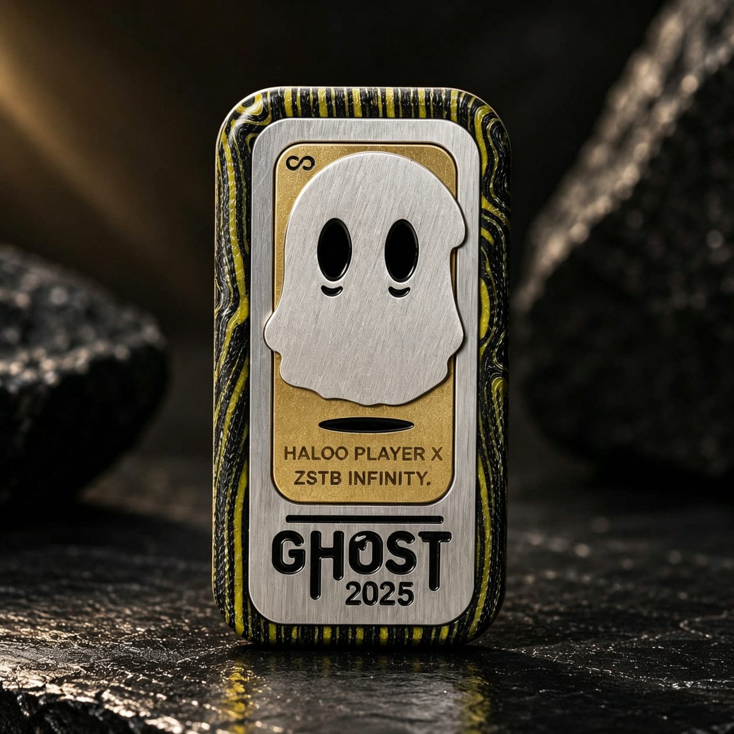 Ghost 2026 EDC Push-Card | Dual-Rail 32-Step Mechanism | 6 Materials | Ghost Relief | Engravable