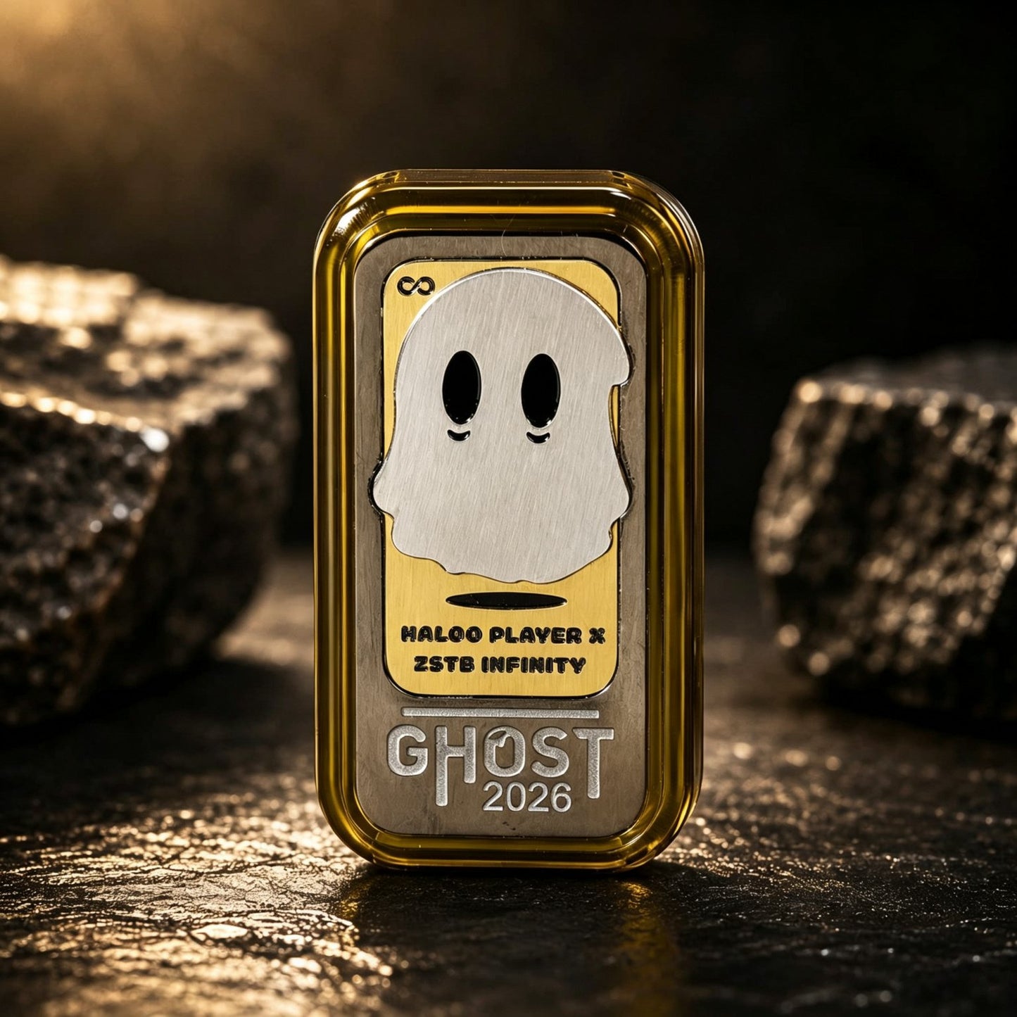 Ghost 2026 EDC Push-Card | Dual-Rail 32-Step Mechanism | 6 Materials | Ghost Relief | Engravable