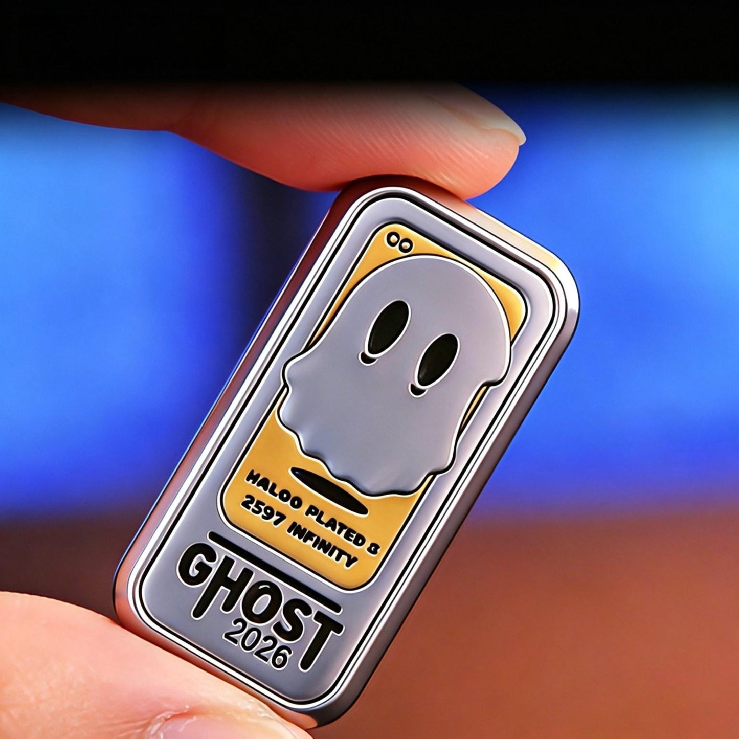 Ghost 2026 EDC Push-Card | Dual-Rail 32-Step Mechanism | 6 Materials | Ghost Relief | Engravable