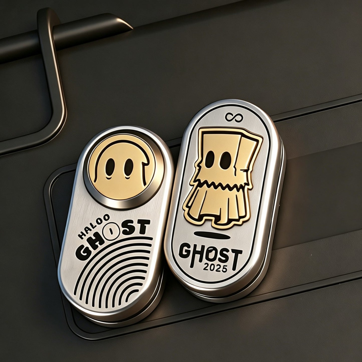 Ghost EDC | Dual-Face Stainless Steel | Magnetic Tuning Fork + Spin Rotor | CNC | Engravable