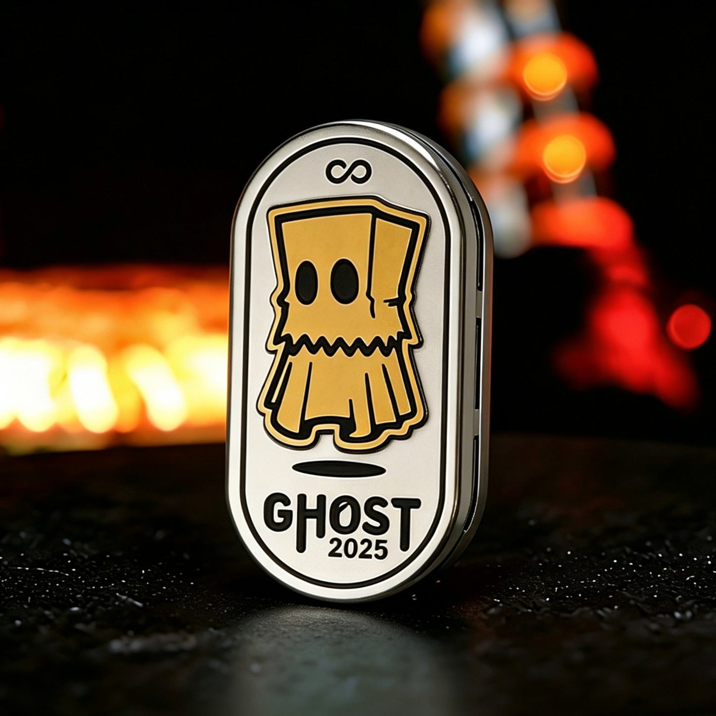 Ghost EDC | Dual-Face Stainless Steel | Magnetic Tuning Fork + Spin Rotor | CNC | Engravable
