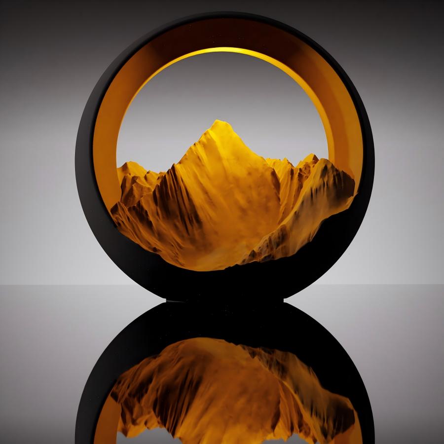 Golden Mountain Sunrise Aroma Lamp | Sculpted Plaster, Touch Dimmable