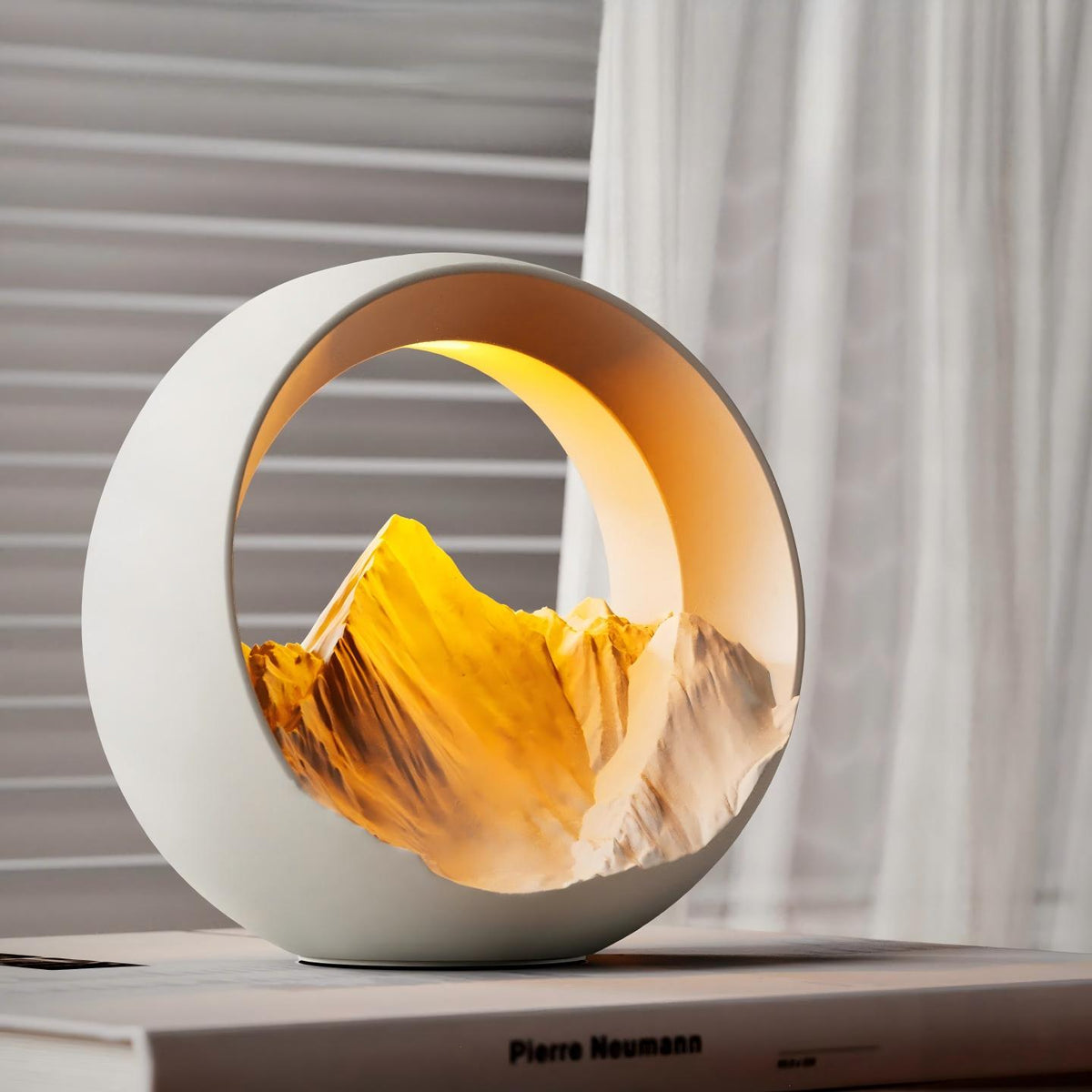 Golden Mountain Sunrise Aroma Lamp | Sculpted Plaster, Touch Dimmable