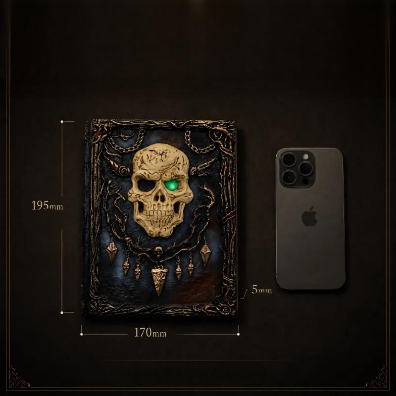 Gothic Skull Journal | Handcrafted 3D Relief, Refillable A5