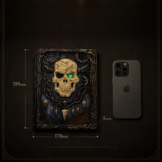 Gothic Skull Journal | Handcrafted 3D Relief, Refillable A5