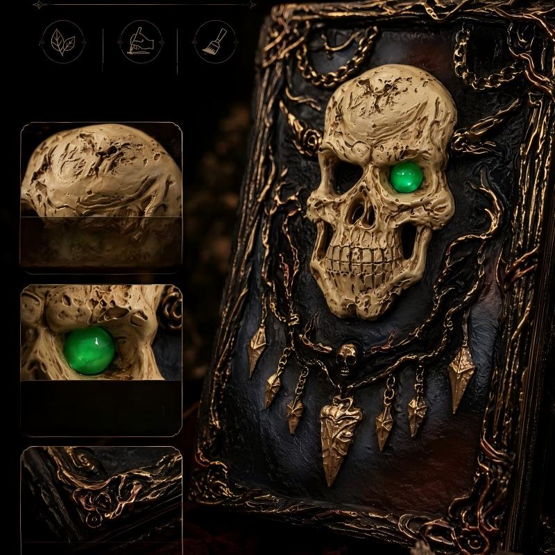 Gothic Skull Journal | Handcrafted 3D Relief, Refillable A5