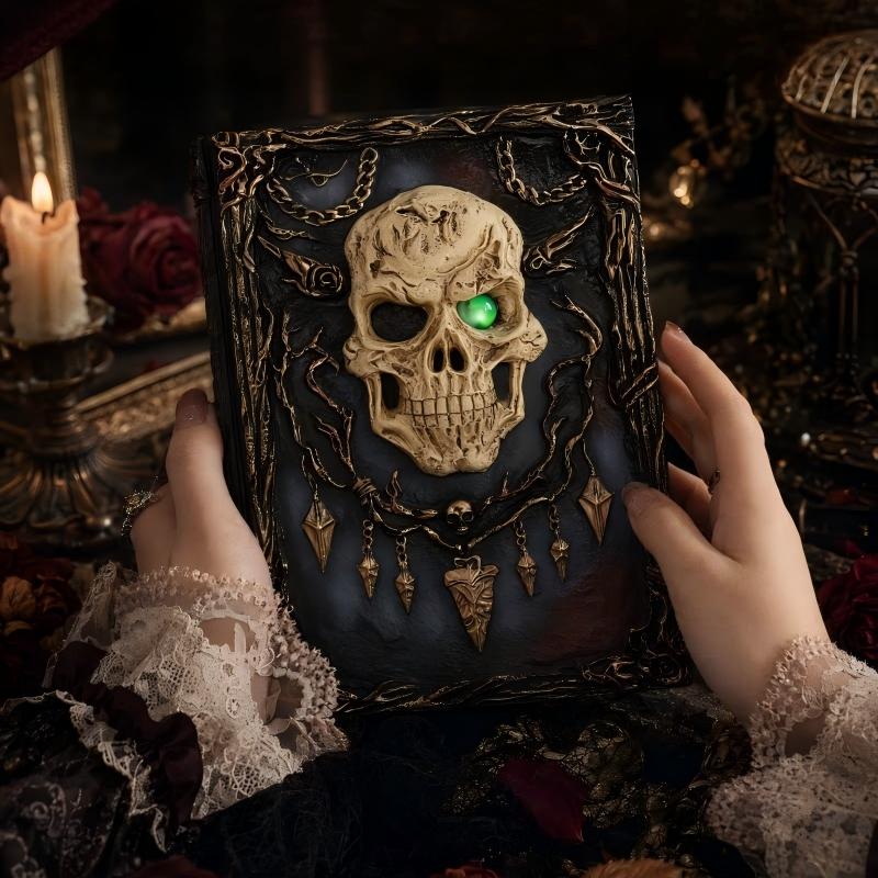 Gothic Skull Journal | Handcrafted 3D Relief, Refillable A5