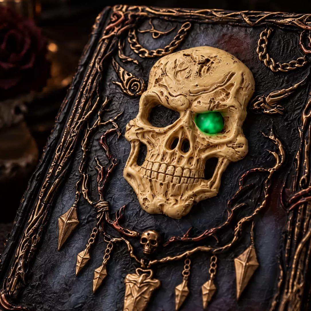 Gothic Skull Journal | Handcrafted 3D Relief, Refillable A5