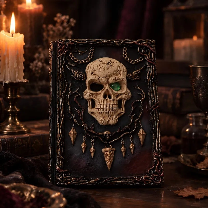 Gothic Skull Journal | Handcrafted 3D Relief, Refillable A5