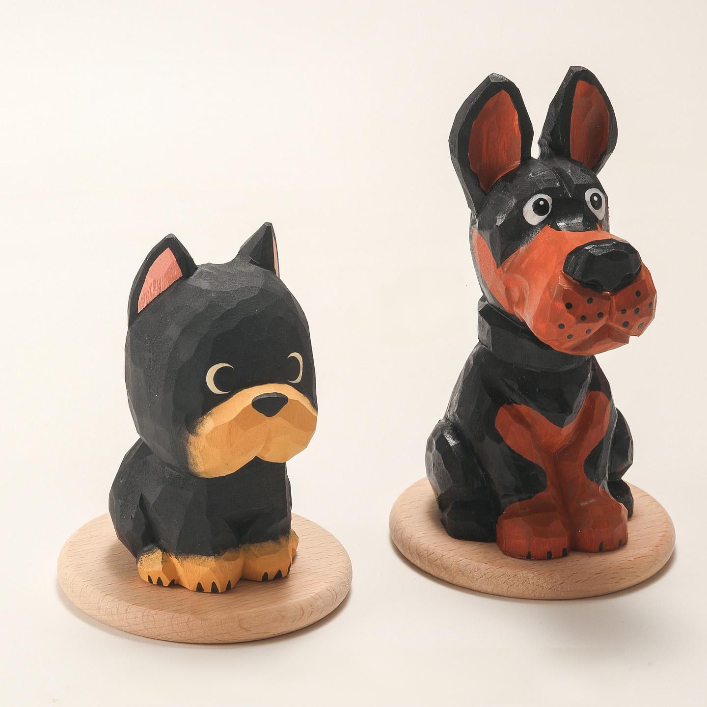 Hand-Carved Doberman Wood Figurine | 3 Styles | Free Engraving | Cute Desk Decor & Gift