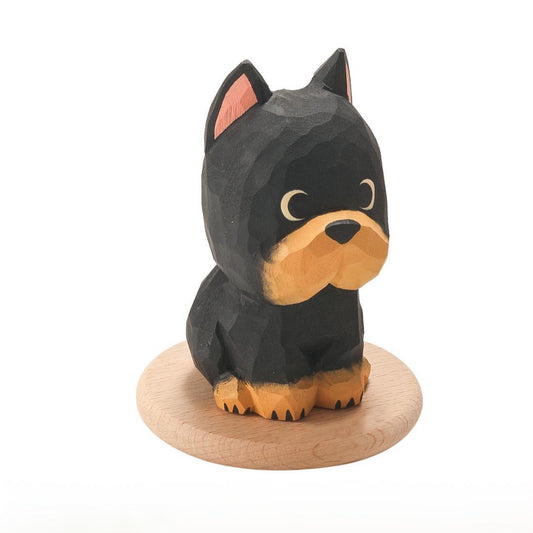 Hand-Carved Doberman Wood Figurine | 3 Styles | Free Engraving | Cute Desk Decor & Gift