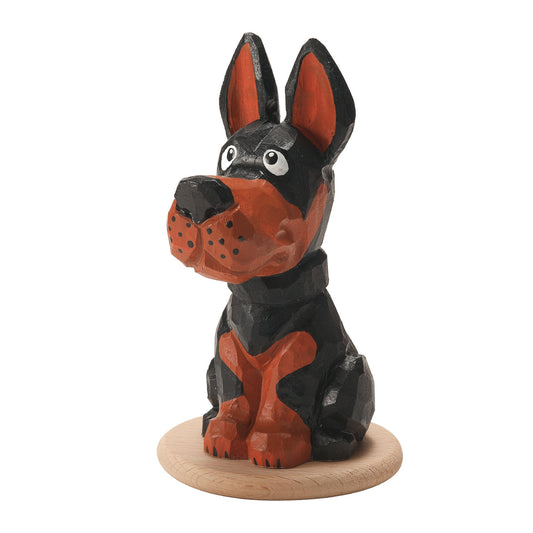 Hand-Carved Doberman Wood Figurine | 3 Styles | Free Engraving | Cute Desk Decor & Gift