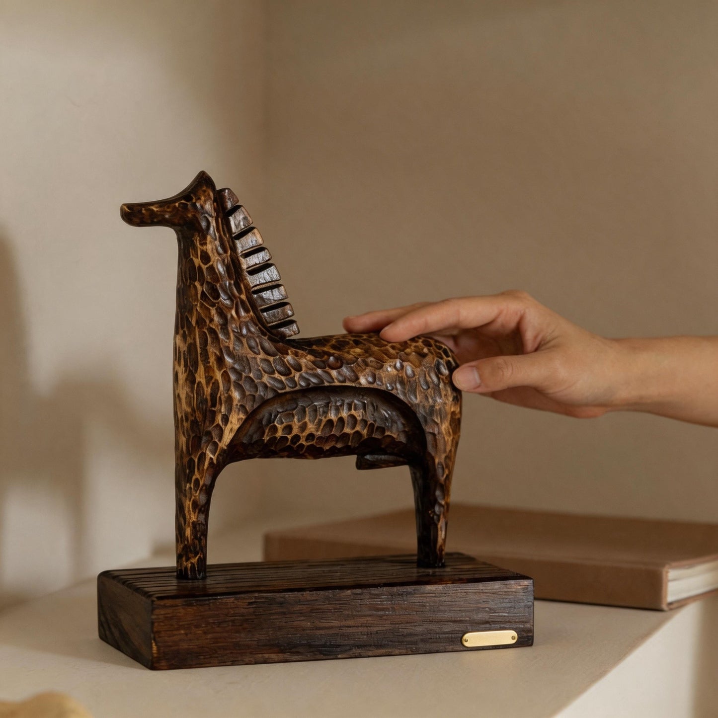 Hand-Carved Ebony Wood Horse Sculpture | Solid Wood Desk Art | Meaningful Gift