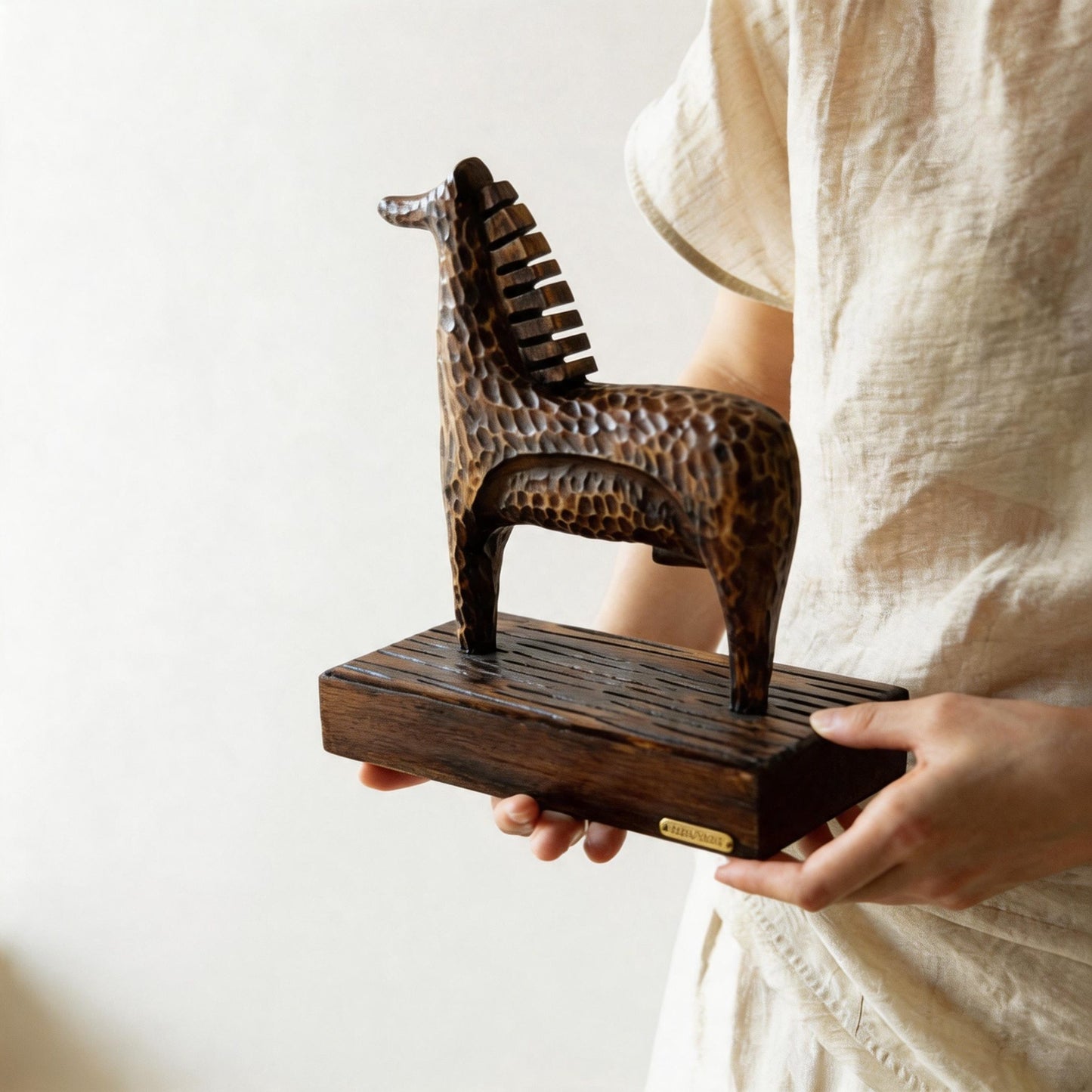 Hand-Carved Ebony Wood Horse Sculpture | Solid Wood Desk Art | Meaningful Gift