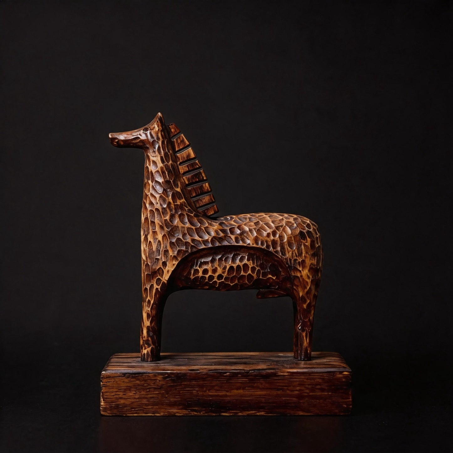 Hand-Carved Ebony Wood Horse Sculpture | Solid Wood Desk Art | Meaningful Gift