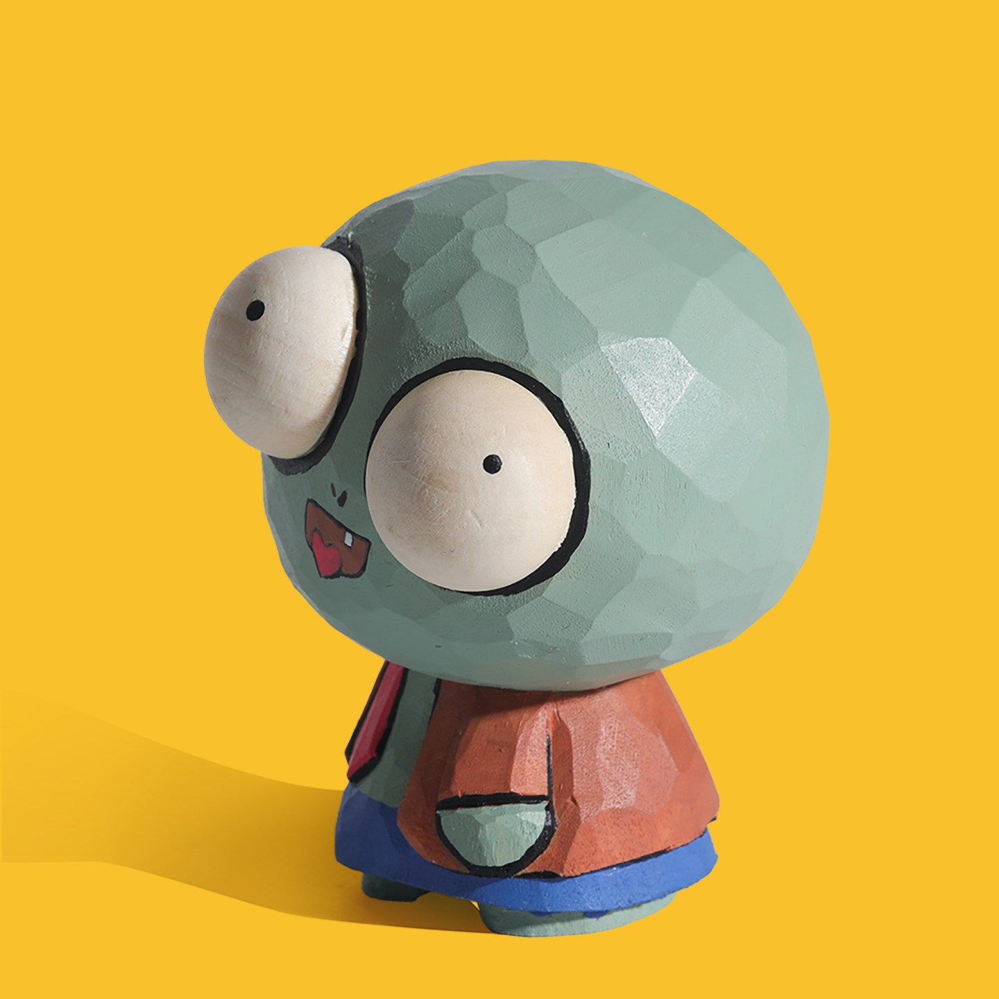 Hand-Carved Zombie Wood Sculpture | Hand-Painted Desk Ornament | Unique Quirky Gift