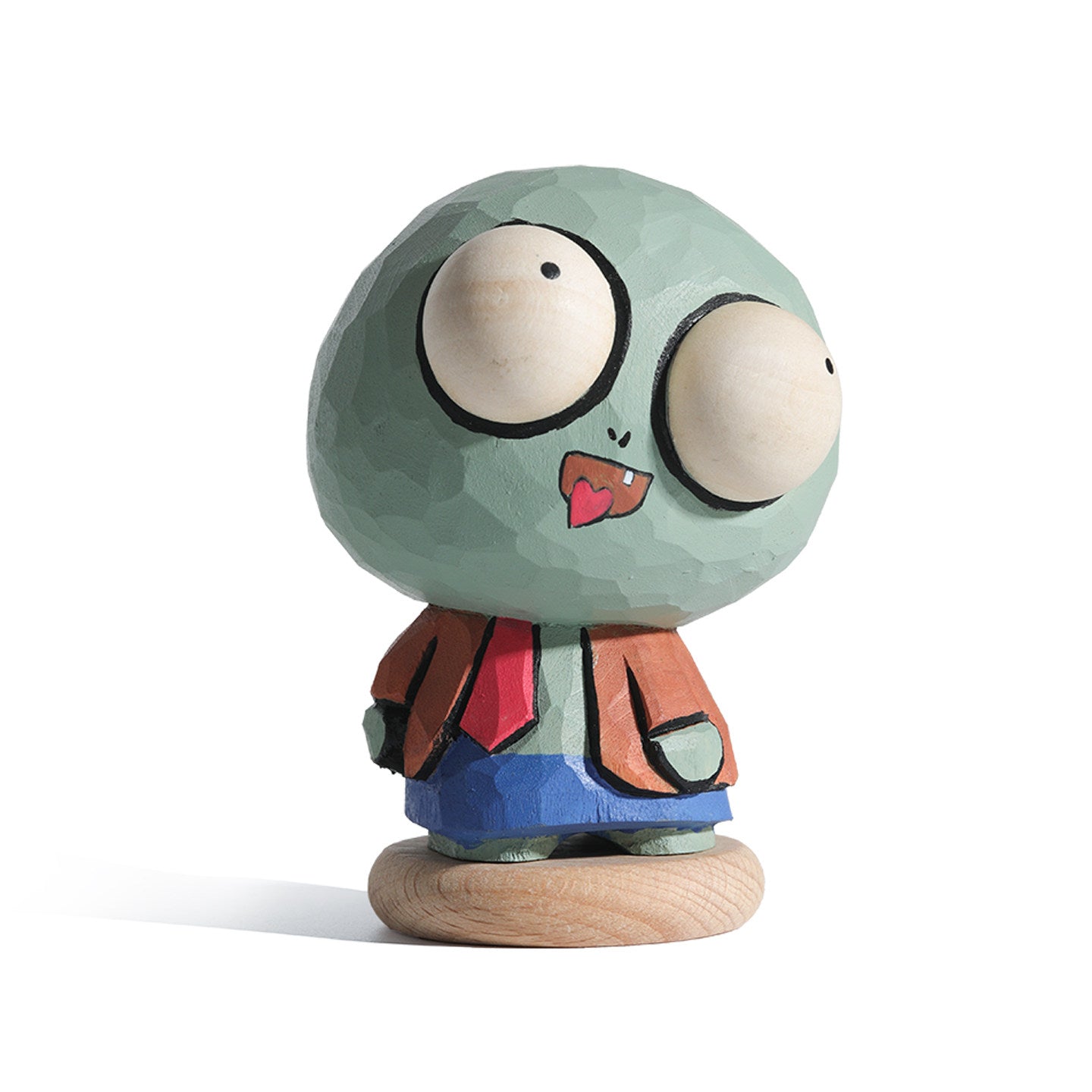 Hand-Carved Zombie Wood Sculpture | Hand-Painted Desk Ornament | Unique Quirky Gift