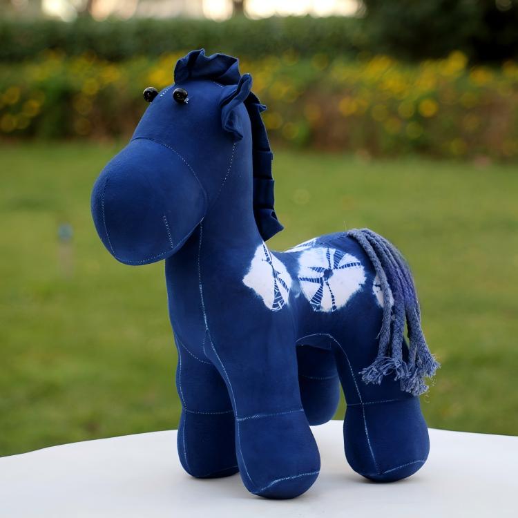 Handmade Tie-Dye Horse Plush Toy, Unique Desktop Ornament, Lucky Charm Gift