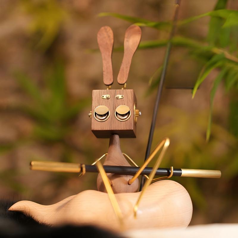 Iconic Character Wood Desktop Companion | Poseable Figurine | Stress Relief & Positive Energy Gift