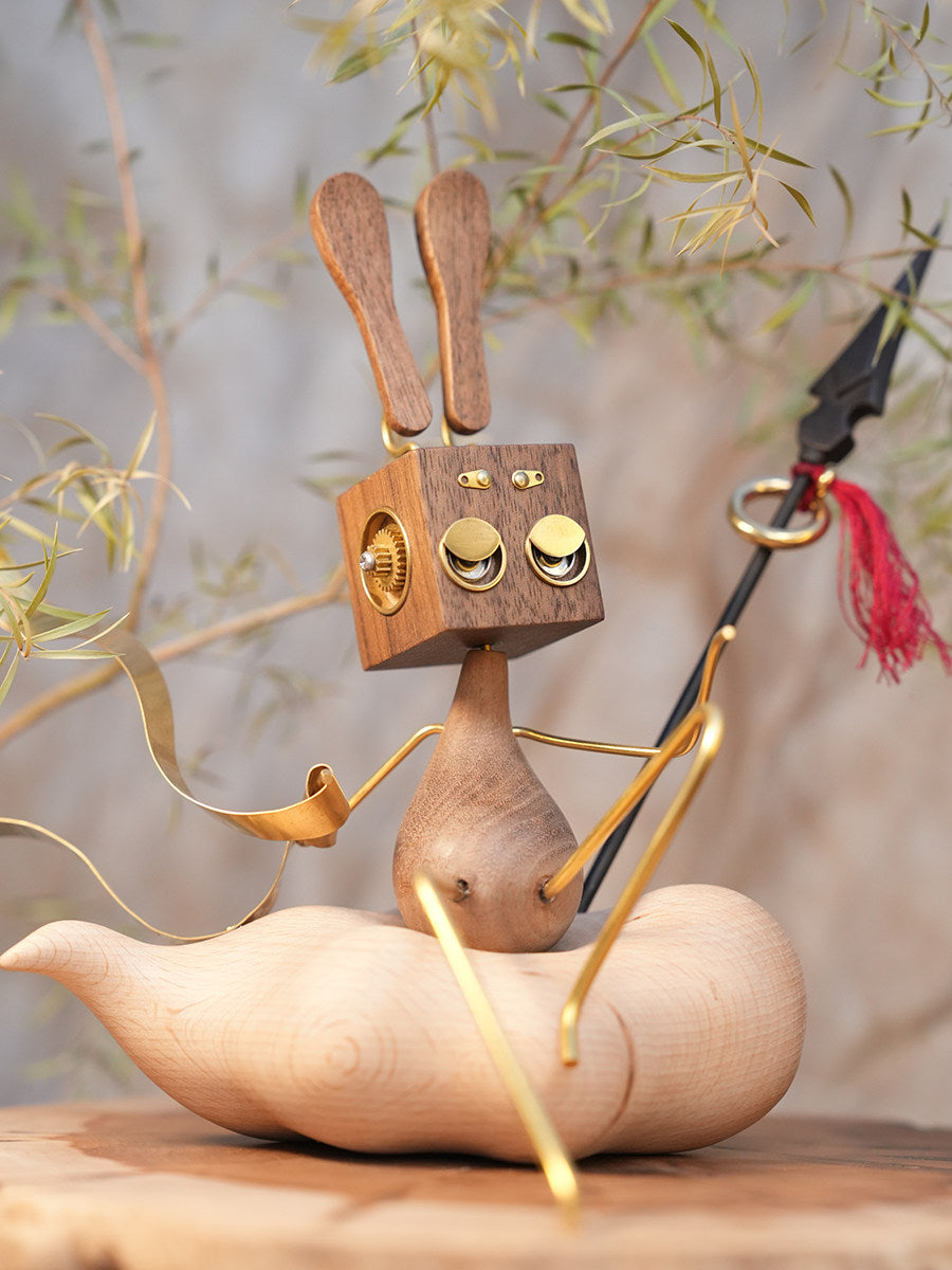 Iconic Character Wood Desktop Companion | Poseable Figurine | Stress Relief & Positive Energy Gift