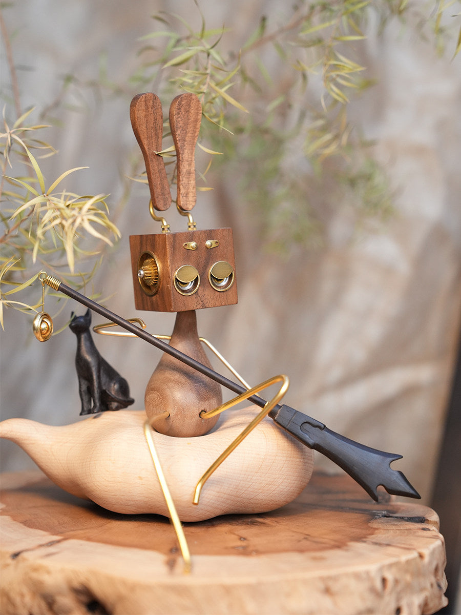 Iconic Character Wood Desktop Companion | Poseable Figurine | Stress Relief & Positive Energy Gift