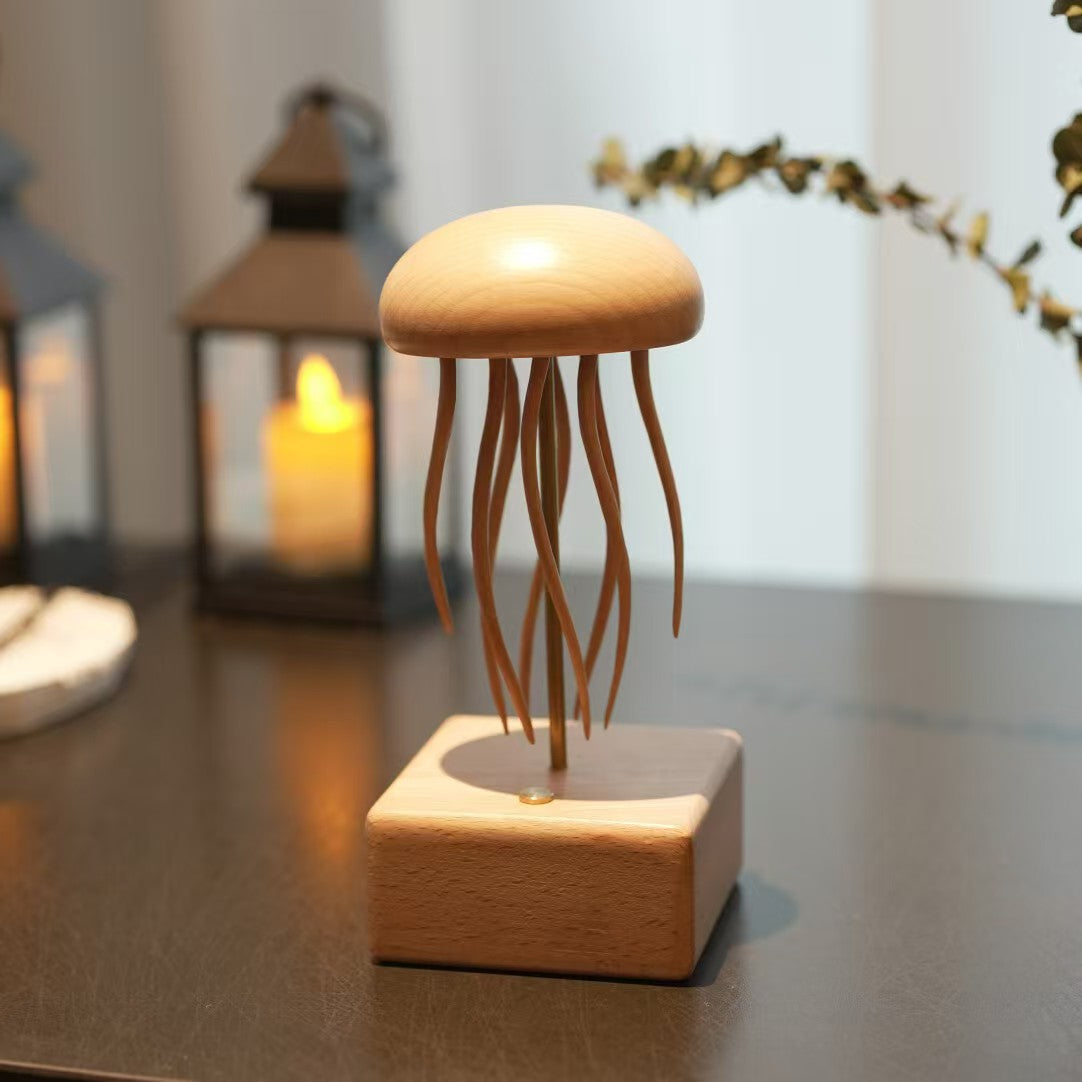 Jellyfish Kinetic Sculpture | Rechargeable Wood Art Ornament