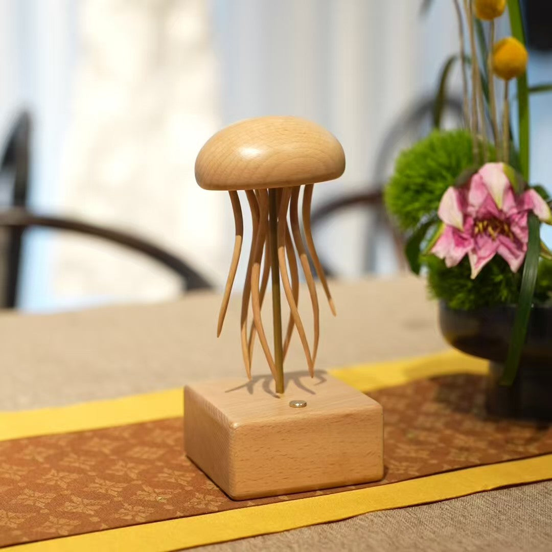 Jellyfish Kinetic Sculpture | Rechargeable Wood Art Ornament