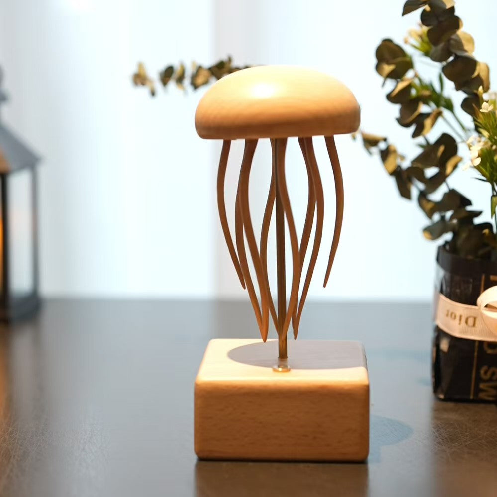Jellyfish Kinetic Sculpture | Rechargeable Wood Art Ornament