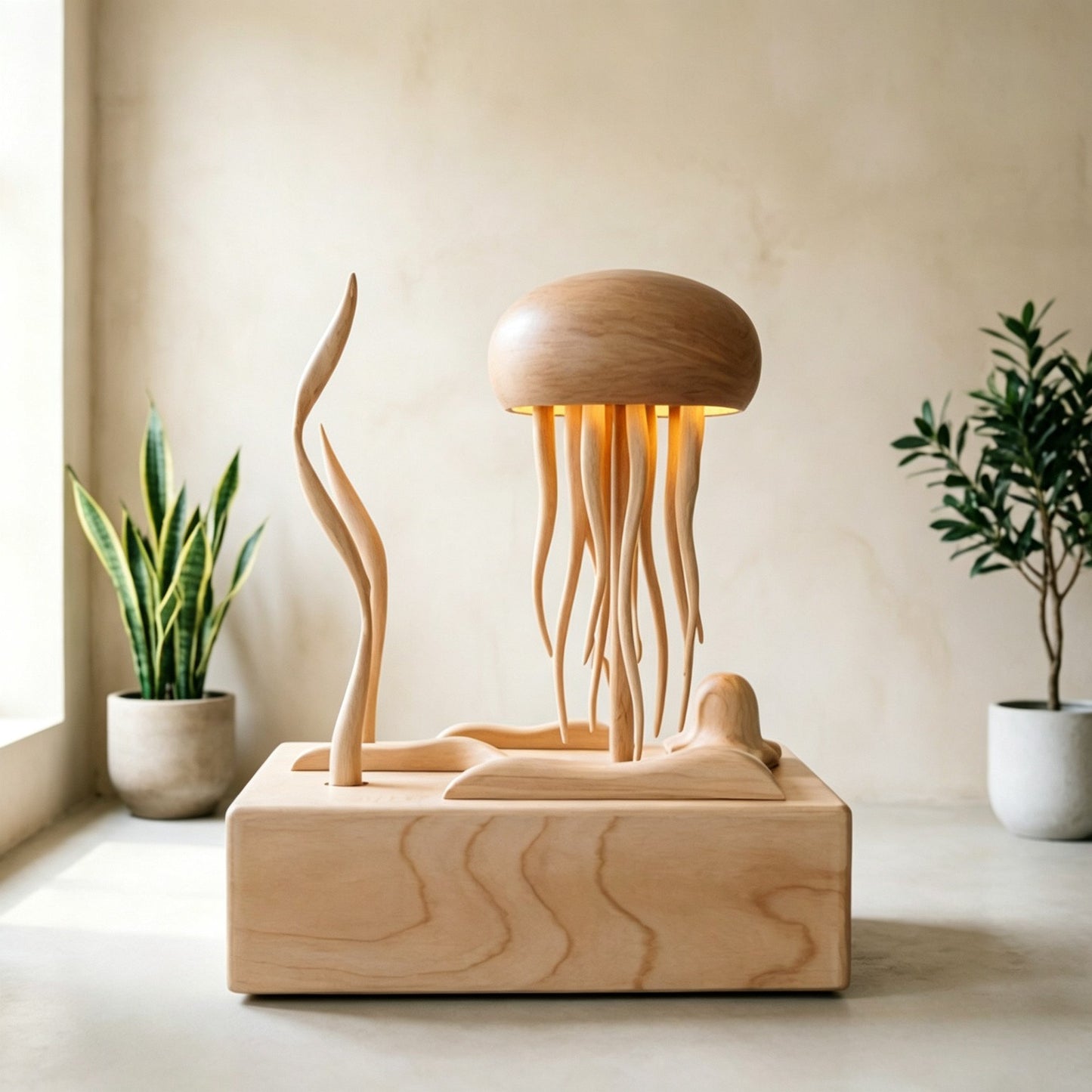 Jellyfish Mechanical Music Box | Maple Wood | Electric Motor | Built-in Light | Engravable Gift