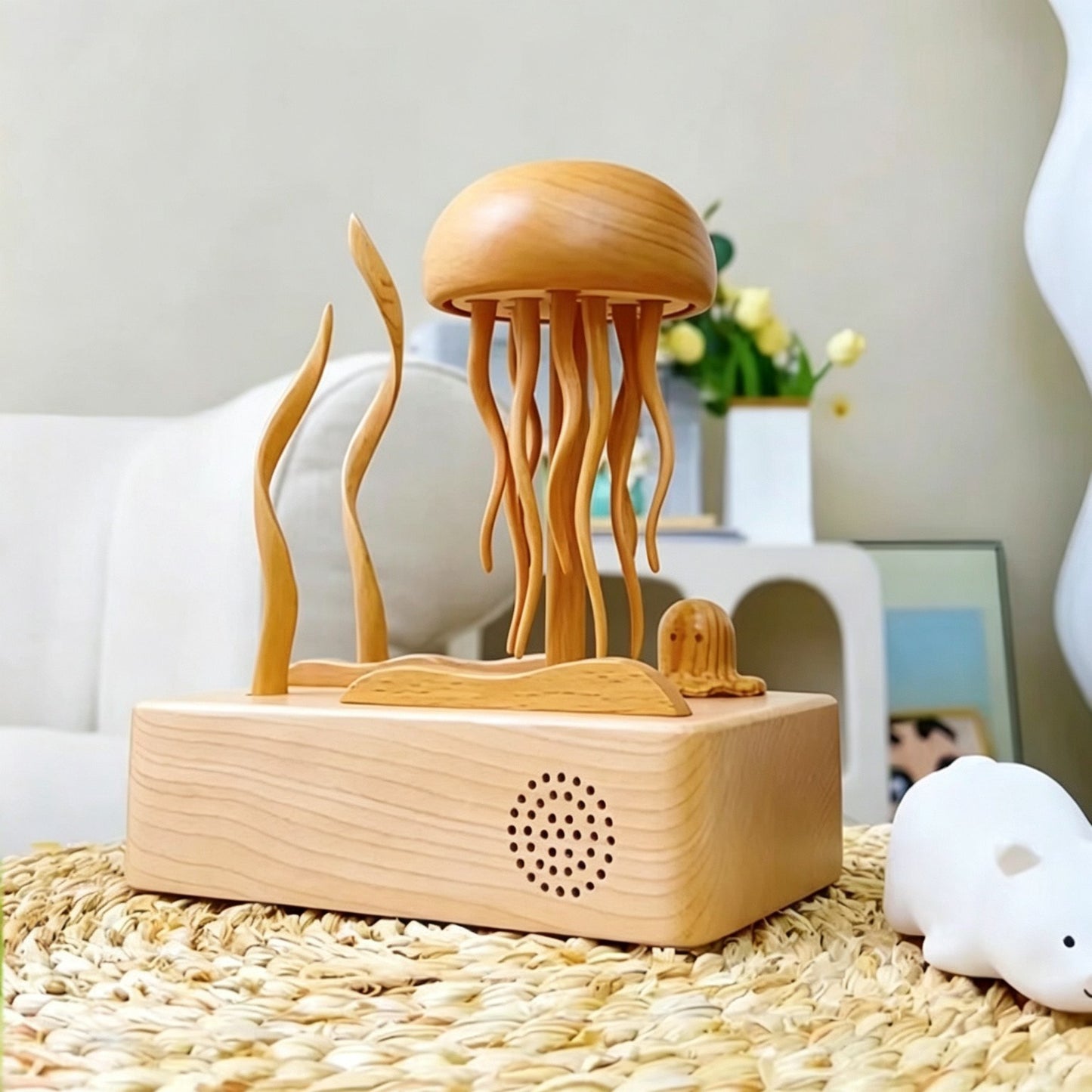 Jellyfish Mechanical Music Box | Maple Wood | Electric Motor | Built-in Light | Engravable Gift