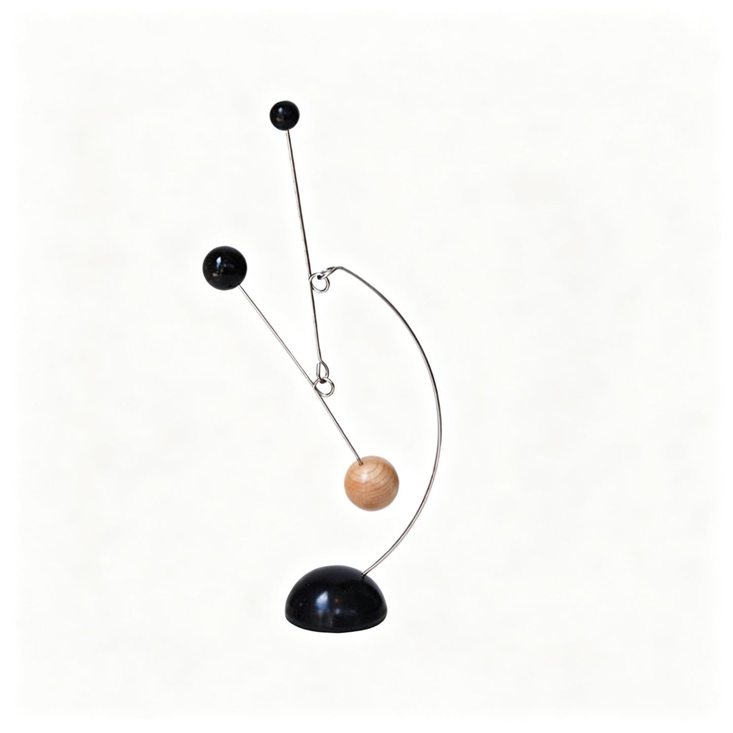 Kinetic Balance Mobile Sculpture | Wood & Metal | 3-Sphere Dynamic Art | Desk Decor | 2 Styles